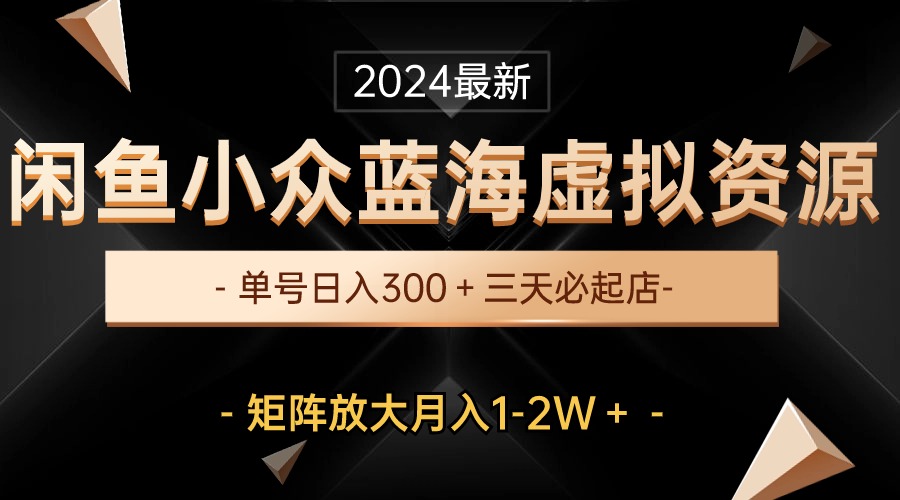 （10336期）最新闲鱼小众蓝海虚拟资源，单号日入300＋，三天必起店，矩阵放大月入1-2W-泱泱学习社