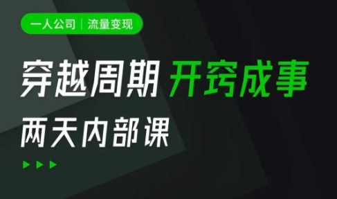 一人公司：流量变现课，一人公司的方法模型拆解， 拆解富人思维，流量思维，小老板思维等-泱泱学习社