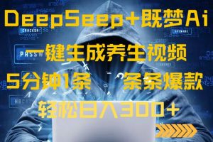 DeepSeek+既梦Ai生成养生视频，5分钟一条，条条爆款，轻松日入300+-泱泱学习社