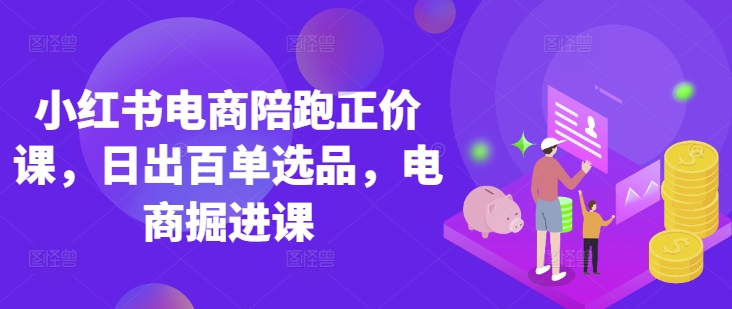 小红书电商陪跑正价课，小红书官方认证电商讲师教学，日出百单选品，电商掘进课-泱泱学习社