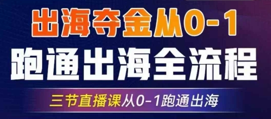 2025出海夺金从0-1跑通出海全流程，三节直播课从0-1跑通出海，教你用AI跑通全流程-泱泱学习社