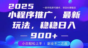 25年小程序掘金最新玩法，稳稳日入900+，副业兼职的不二之选-泱泱学习社