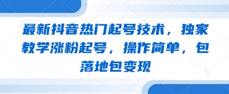最新抖音热门起号技术，独家教学涨粉起号，操作简单，包落地包变现-泱泱学习社