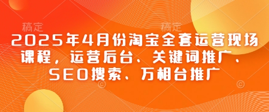 2025年4月份淘宝全套运营现场课程，运营后台、关键词推广、SEO搜索、万相台推广-泱泱学习社