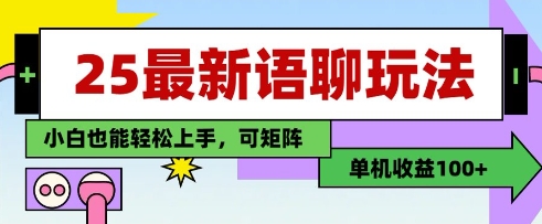 25年最新语聊玩法，纯手工，单机收益100+，小白也能轻松上手，可矩阵操作-泱泱学习社