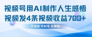 用AI做人生感悟视频，4条视频当天收益782-泱泱学习社