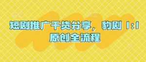 短剧推广干货分享，豹剧 1:1原创全流程-泱泱学习社