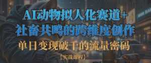 单日变现破千的流量密码，AI动物拟人化赛道+社畜共鸣的跨维度创作-泱泱学习社
