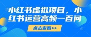 小红书虚拟项目，小红书运营高频一百问【文档】-泱泱学习社