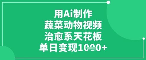用Ai制作蔬菜动物视频，治愈系天花板，单日变现1k-泱泱学习社