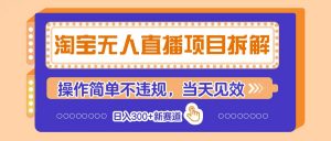 淘宝无人直播项目拆解，操作简单不违规，当天见效 日入300+新赛道-泱泱学习社