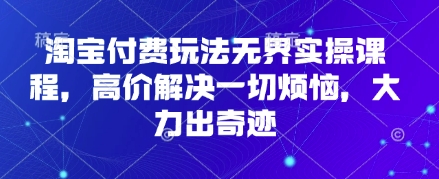 淘宝付费玩法无界实操课程，高价解决一切烦恼，大力出奇迹-泱泱学习社