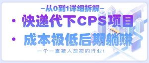 从0到1详细拆解快递代下CPS项目，一个一直被人忽视的行业！-泱泱学习社
