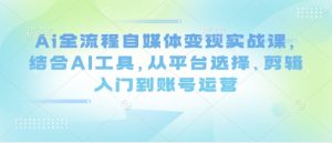 Ai全流程自媒体变现实战课,结合AI工具,从平台选择、剪辑入门到账号运营-泱泱学习社