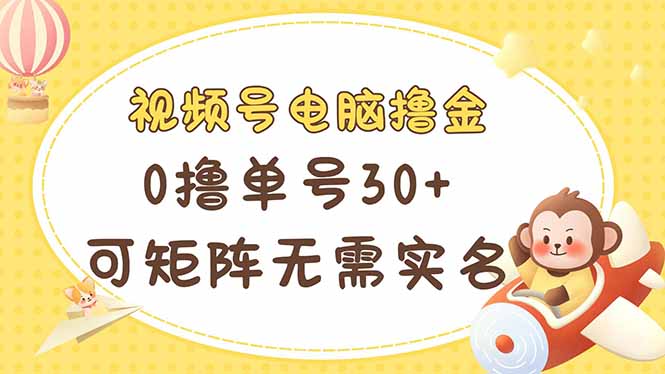 视频号电脑撸金 0撸单号30+ 可矩阵 无需实名多号多得-泱泱学习社
