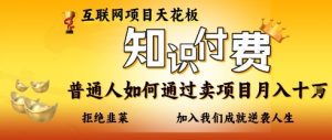 互联网项目天花板,知付付费项目,普通人如何通过卖项目月入十个,拒绝韭菜【揭秘】-泱泱学习社