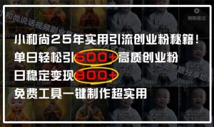 小和尚2025年实用引流秘籍！单日轻松引500+高质量创业粉，日变现800+，...-泱泱学习社