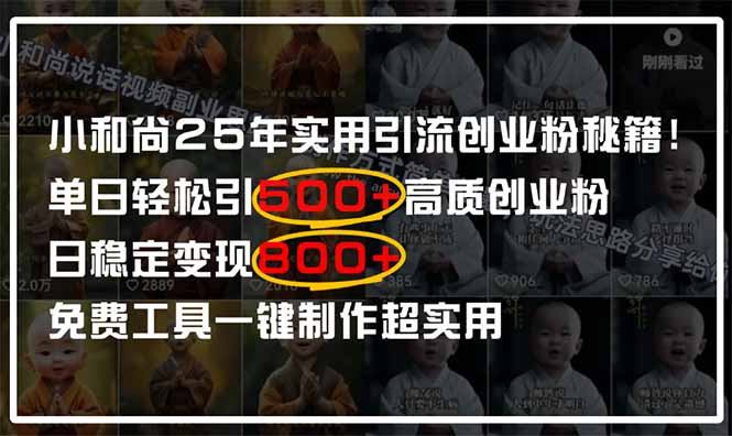 小和尚2025年实用引流秘籍！单日轻松引500+高质量创业粉，日变现800+，…-泱泱学习社