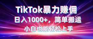 TikTok搬运暴力赚佣，日入1000+，简单搬运，小白也能轻松上手-泱泱学习社