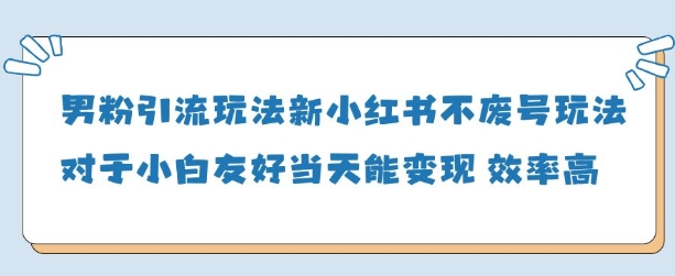 男粉引流玩法(新)，玩法友好做的好当天就能变现-泱泱学习社