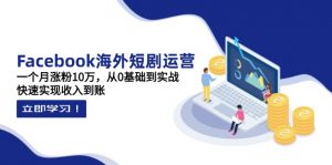 Facebook海外短剧运营：一个月涨粉10万，从0基础到实战，快速实现收入到账-泱泱学习社