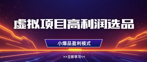 虚拟项目高利润选品方法，做好单店利润1W+，可多店倍增利润-泱泱学习社