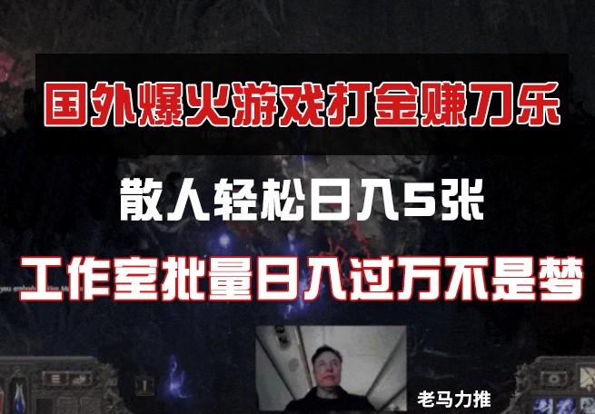 国外游戏打金，散人轻松日入5张，工作室批量日入过万不是梦-泱泱学习社