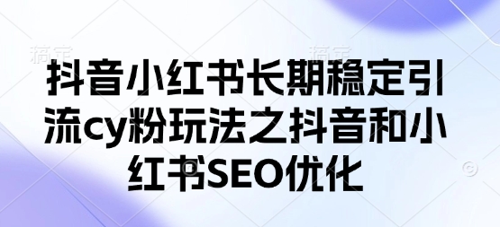 抖音小红书长期稳定引流cy粉玩法之抖音和小红书SEO优化-泱泱学习社