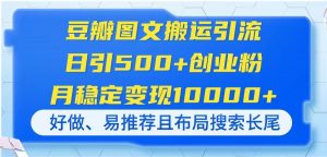 豆瓣图文搬运引流，日引500+创业粉，月稳定变现10000+，好做、易推荐且...-泱泱学习社