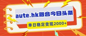 aute.hk融合今日头条，一键复制粘贴，单日稳定变现多张【揭秘】-泱泱学习社