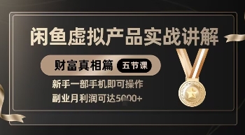 精品！闲鱼虚拟产品实战讲解，新手一部手机即可操作，副业月利润可达5k+-泱泱学习社