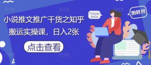 小说推文推广干货之知乎搬运实操课，日入2张-泱泱学习社