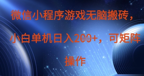 微信小程序游戏无脑搬砖，单设备日入2张+，可矩阵操作-泱泱学习社
