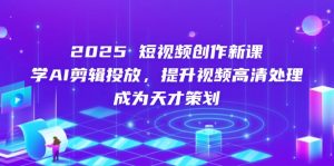 2025短视频创作新课,学AI剪辑投放,提升视频高清处理,成为天才策划-泱泱学习社