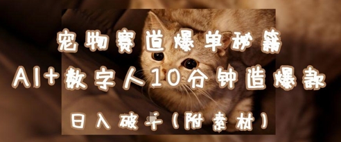 宠物赛道爆单秘籍：AI+数字人10分钟造爆款，日入1k-泱泱学习社