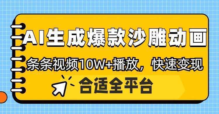 利用AI一键生成爆款沙雕动画，一条视频播放10W+，条条原创轻松变现-泱泱学习社