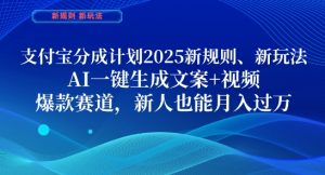 支付宝分成计划，2025新规则新玩法AI一键生成文案+视频，爆款赛道，新人也能月入过1W【揭秘】-泱泱学习社