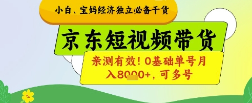 小白宝妈经济独立必备干货，京东短视频带货，亲测有效!0基础单号月入8k+，可多号【揭秘】-泱泱学习社