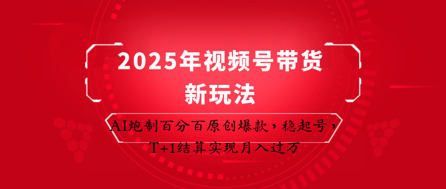2025年视频号带货新玩法：AI炮制百分百原创爆款，稳起号，T+1结算实现月入过万-泱泱学习社