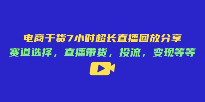 电商干货7小时超长直播回放分享：赛道选择，直播带货，投流，变现等等-泱泱学习社