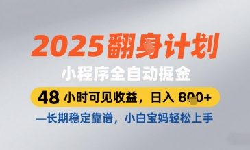 2025小程序全自动掘金，48 小时可见收益，日入8张，长期稳定靠谱，小白宝妈轻松上手【揭秘】-泱泱学习社