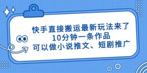 快手直接搬运最新玩法来了，10分钟一条作品，可以做小说推文、短剧推广...-泱泱学习社