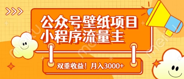 公众号壁纸项目，小程序流量主双收益，月入3000+-泱泱学习社