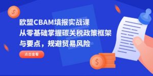 欧盟CBAM填报实战课，从零基础掌握碳关税政策框架与要点，规避贸易风险-泱泱学习社