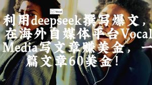 出海搞钱!利用deepseek撰写爆文,在海外自媒体平台Vocal Media写文章挣美金,一篇文章60刀-泱泱学习社