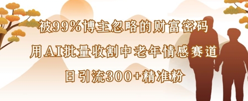 被99%博主忽略的财富密码：用AI批量收割中老年情感赛道，日引流300+精准粉-泱泱学习社