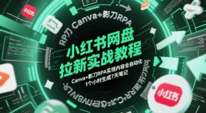 小红书网盘拉新实战教程，Canva+影刀RPA实现内容全自动化，1个小时生成7天笔记-泱泱学习社