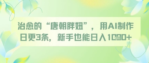 治愈的“唐朝胖妞”，用AI制作日更3条，新手也能日入多张-泱泱学习社
