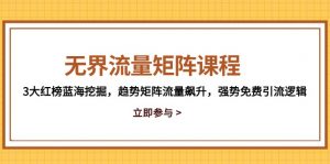 无界流量矩阵课程，3大红榜蓝海挖掘，趋势矩阵流量飙升，强势免费引流逻辑-泱泱学习社