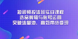 短视频投流班实战课程，选品剪辑与账号运营，突破流量池，高效带货变现-泱泱学习社
